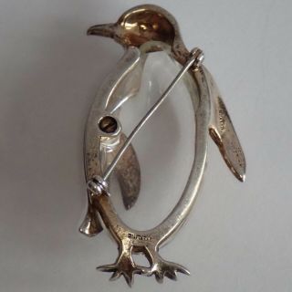 VINTAGE TRIFARI STERLING SILVER RHINESTONE LUCITE JELLY BELLY PENGUIN BROOCH 4