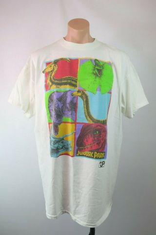 VTG 1993 JURASSIC PARK T - REX Andy Warhol Neon Promo Single Stitch T - Shirt 3XL 2