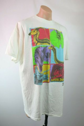 VTG 1993 JURASSIC PARK T - REX Andy Warhol Neon Promo Single Stitch T - Shirt 3XL 4