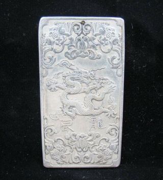 Collectable Handmade Carved Statue Tibet Silver Amulet Pendant Zodiac Dragon