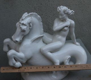 Porcelain Denmark Vintage Royal Copenhagen NUDE Woman Hippocampus Art Nouveau 10