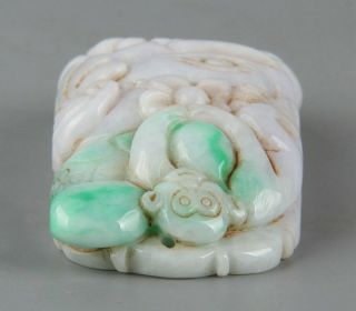 Chinese Exquisite Hand - carved Elephant monkey Carving jadeite jade Pendant 4