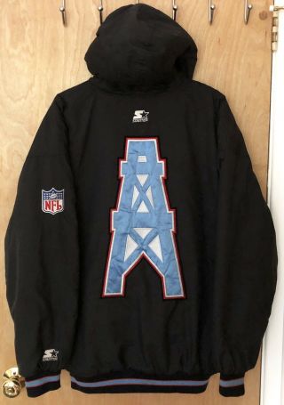 Starter Jacket Houston Oilers Puffy Large Vtg 90s Tennessee Titans Black