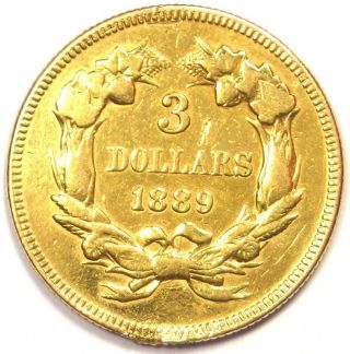 1889 Indian Three Dollar Gold Coin ($3) - XF Details (EF) - Rare Key Date Coin 2
