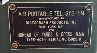 WWII Navy A.  B.  Portable Telephone System Type - MCT - 1 Bureau Yards & Docks U.  S.  N. 3