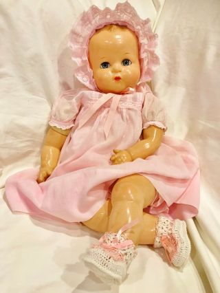 Vintage 1940 Ideal Plassie Baby Coos Doll Composition 24 " Life Size