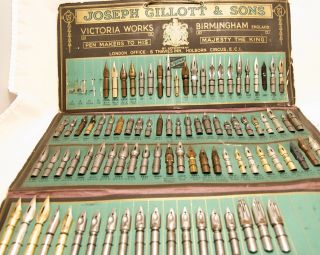 ANTIQUE JOSEPH GILLOTT & SONS SALESMANS NIB FOLDER 94 DIFFERENT STEEL NIBS 4