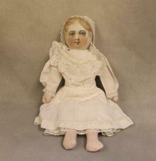 Antique 14 Inch Babyland Rag Doll Early Printed Face All Clothes