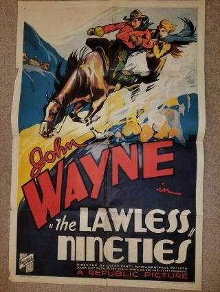 1936 John Wayne – Rare Lawless Nineties One Sheet Movie Poster