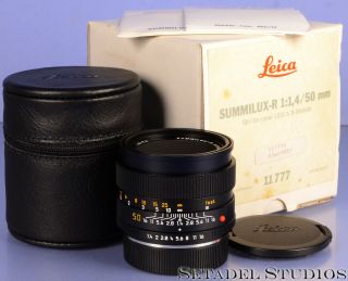 Leica Leitz 50mm Summilux - R F1.  4 3rd Cam 11777 Black R Lens Late Rare