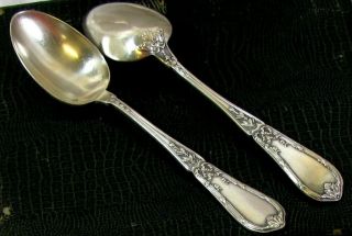 French Louis XVI Silver Crossed Ribbon & Bow 12 Tea/Cafe Spoons w/Box 5.  75 