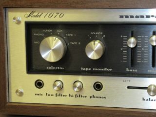 Marantz 1070 Vintage Stereo Amplifier AMP with wood case serviced & restored 2