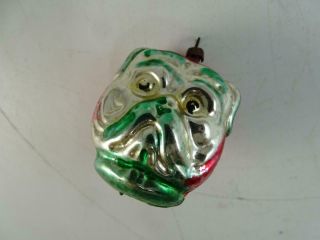 Antique German Feather Glass Dog Head Face Figural Christmas Ornament Vintage