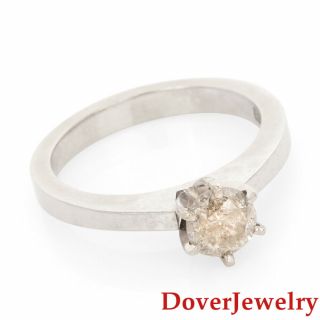 Estate Diamond 14k White Gold Solitaire Engagement Ring Nr