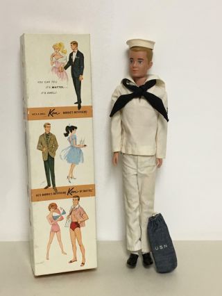 Vintage Barbie Blonde Ken Sailor In Dressed Doll Box