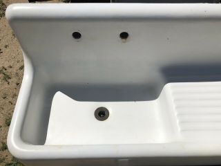 Vintage Antique Cast Iron Standard 52” Single Basin With Drain Table Farm Sink 2