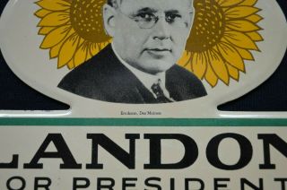 Vintage Alf Landon license plate topper 1936 Presidential Campaign,  cond. 2