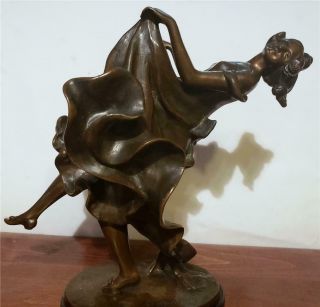 Antique 1910 - 1930 Rudolf Podany Bronze Sculpture Tanzerin Dancer Austrian Wien