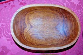 Vintage 4 Oval Carved Teak Wood Bowls Kitchen Salad Spells Wicca Italy Farmhouse