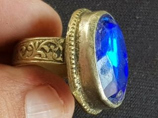 Exeptional Rare Medieval Silver Ring Rare Vintage Stone.  10.  9 Gr.  19 Mm