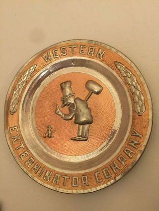 Rare Western Exterminator Company Advertising Sign Copper - Nickle 1930 