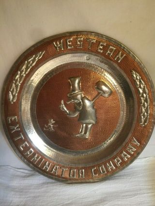 RARE Western Exterminator Company Advertising SIGN Copper - nickle 1930 ' s - 40 ' s 5