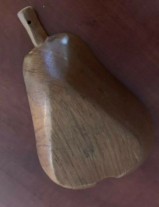 Hand Carved Pear Shaped Footed Wooden Bowl Vintage Dark Wood 3