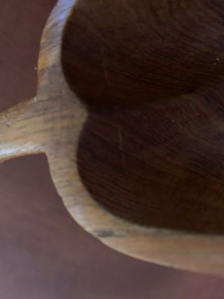 Hand Carved Pear Shaped Footed Wooden Bowl Vintage Dark Wood 5