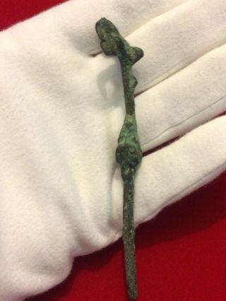 Roman Ladies Bronze Hair Pin With Ram Or Goat,  1st/2nd Century,  Ancient Jewellery 2