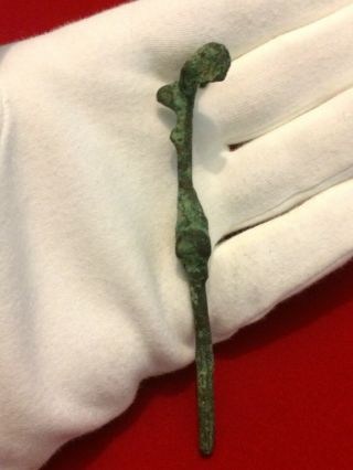 Roman Ladies Bronze Hair Pin With Ram Or Goat,  1st/2nd Century,  Ancient Jewellery 4