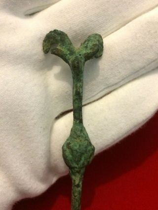 Roman Ladies Bronze Hair Pin With Ram Or Goat,  1st/2nd Century,  Ancient Jewellery 5