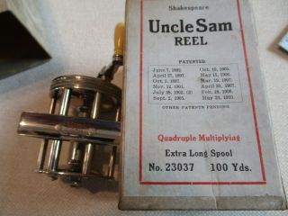 Outstanding Jewel End Capped Uncle Sam Reel Unsed in the E,  Chimney Box 4
