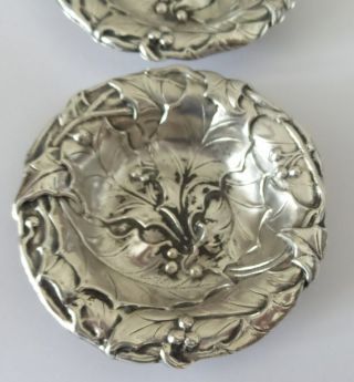 TWO RARE ANTIQUE GORHAM HOLLY STERLING SILVER CONDIMENT DISH SALT DIPS 3