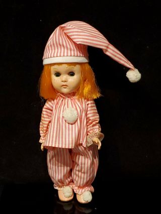 Vtg 1960 Tagged Vogue Ginny Wee Imp Doll In Pajama Set Gorgeous