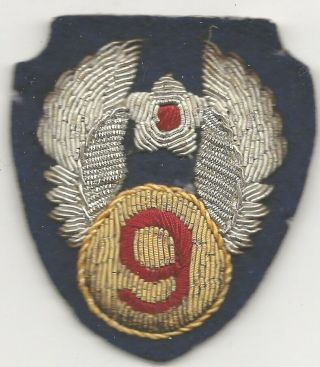Ex,  Looking Bullion German Made Bullion 9th Us Airforce Shoulder Sleeve Patch