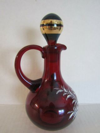 Antique Red Mary Gregory Glass Cruet 3