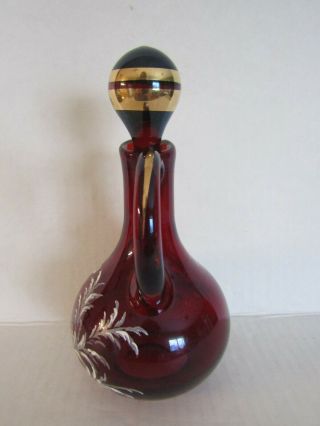Antique Red Mary Gregory Glass Cruet 4