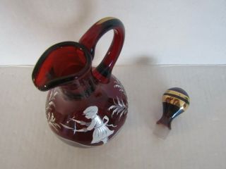 Antique Red Mary Gregory Glass Cruet 5