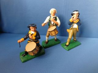 3 John Wright Inc Cast Iron Figures Revolutionary War Soldiers Fife & Drums