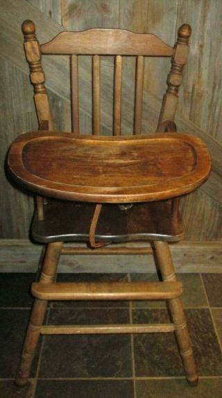 Vtg Wood Wooden Highchair High Chair Jenny Lind 1st Birthday