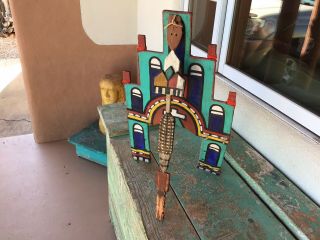 Antique Hopi Pueblo Kachina / Katsina Dance Tablita Cloth On Wood Frame Nr