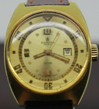 Vintage Aquastar Geneve Seatime Automatic Swiss Watch Running