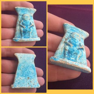 Rare Ancient Egyptian Blue Faience Amulet,  300 Bc