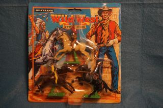 1996 Britains Wild West Cowboy & Indians Toy Figure Set 7500 3pc Set