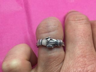 Victorian Silver 3 Section Friendship Ring Circa 1870’s Size N 2
