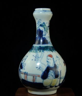 Old Blue And White Porcelain Hand Painted Ancients Porcelain Garlic Vase B01