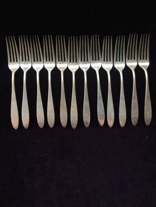 12 Vintage Sterling Reed & Barton French Antique Luncheon Forks (231039)