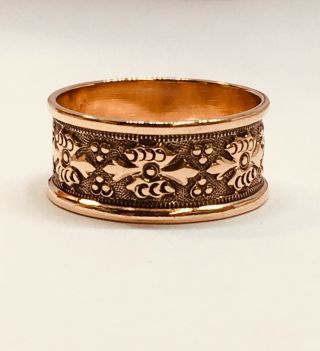 Victorian Solid 10 Karat Rose Gold Wide Cigar Band Size 6 1/2