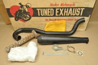Nos Period Vintage Hooker Header Tuned Exhaust Pipe Black 1973 - 1975 Honda Xl350