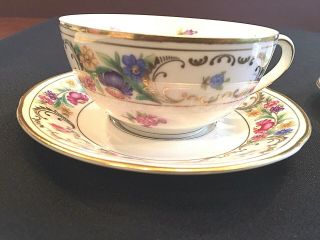 Bavaria Germany U.  S.  Zone 2 Vintage Tea Cups & Saucers Gilt Trim Floral pattern 2